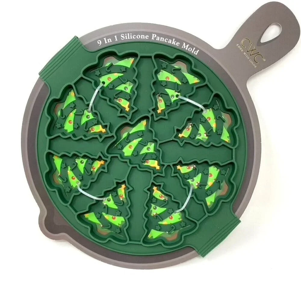 Cook With Color Silicone Trees Pancake Mold Green Mini Christmas Trees Holiday